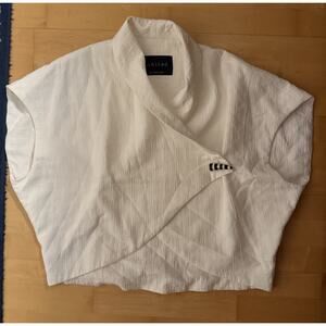 Limited Ronen Chen White Short Sleeve Cropped Wrapped Jacket Cotton OS